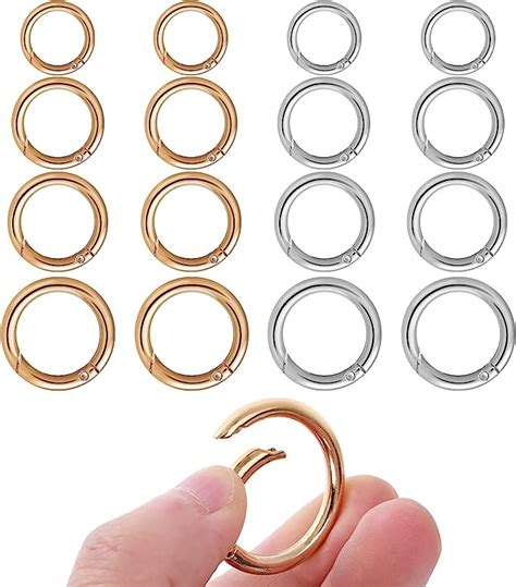 Yolev 16PCS Trigger Metal Spring O Rings Round Carabiner Clip Snap