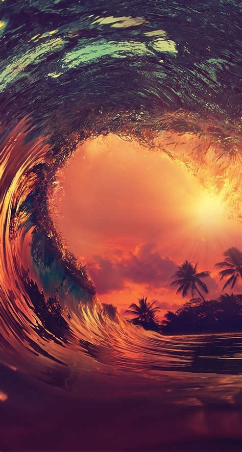 Sunset Waves Wallpaper