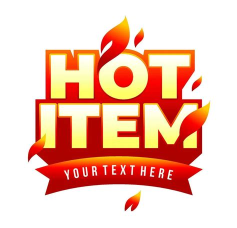 Label Hot Item Vector With Fire Flame In Extrude Long Shadow Template