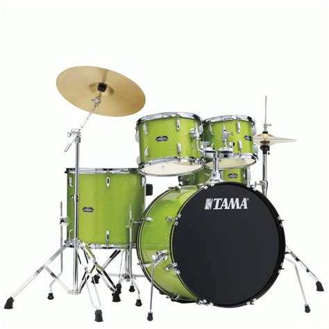 Tama St52h5c Lgs Stagestar Poplar 5 Piece Drum Kit Lime Green Sparkle