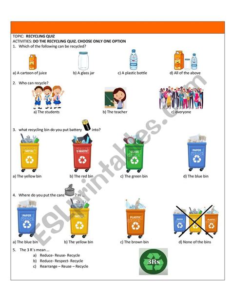 Recycling Esl Worksheet By Osafrench