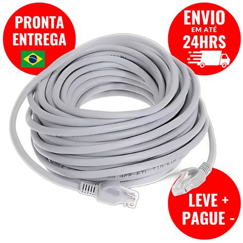 Cabo De Rede Internet Branco Rj45 Cat6 Alta Velocidade Roteador 10m 15m