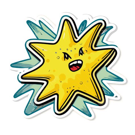 Sticker That Features A Cartoon Yellow Star Vector Clipart Outline