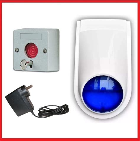 Alarma De Panico Con Pulsador Y Sirena Externa Flash Azul Infinity