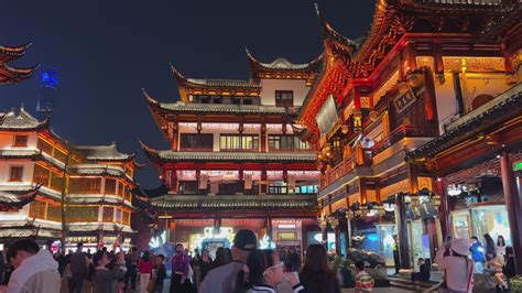 vibrant nightlife  yu garden shanghai  stock video footage