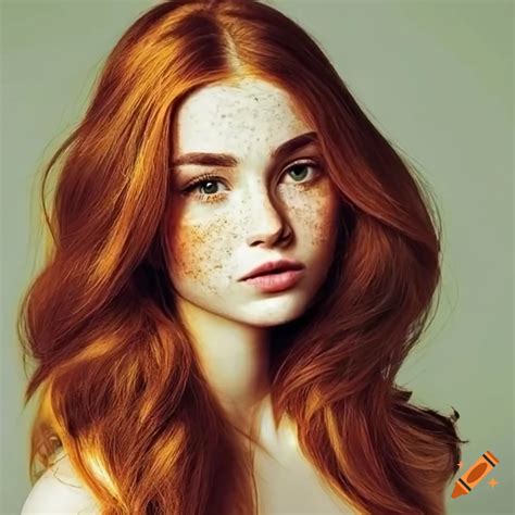 Beautiful Young Woman Very Light Freckles Auburn Hair