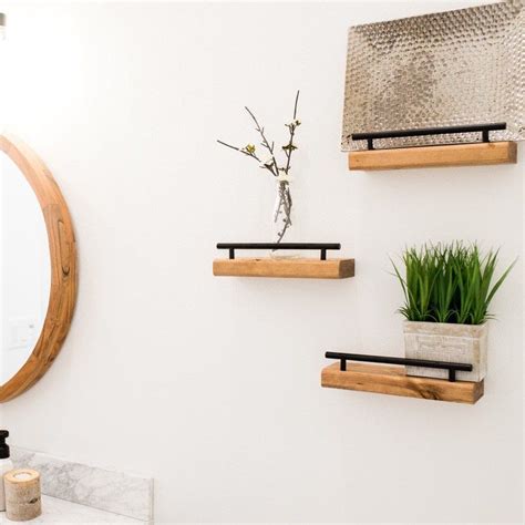 Rustic Floating Wall Shelf Narrow Flush Mount Shelving Etsy