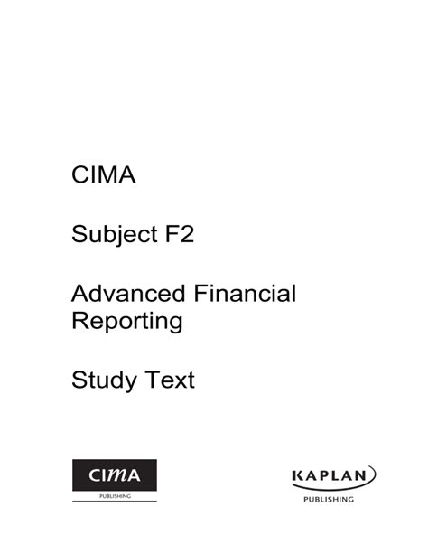 Look Inside Study Text Cima F Advanced Financial Reporting