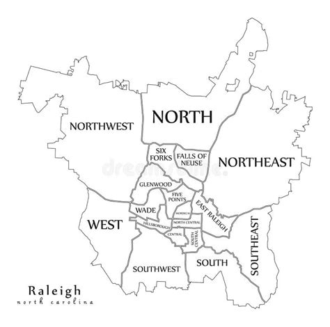 Modern City Map - Raleigh North Carolina City of the USA with Ne Stock ...