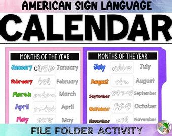 Asl Months Of The Year Matching Activity Asl Calendar File Etsy Uk