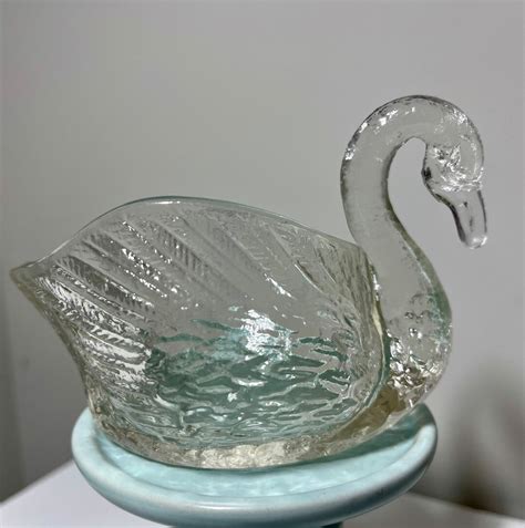 Le Smith Clear Glass Swan Salt Cellar Salt Dip Vintage