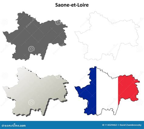 Saone-et-Loire, Burgundy Outline Map Set Stock Vector - Illustration of ...