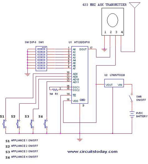 Remote Control Circuit Through RF Without Microcontroller