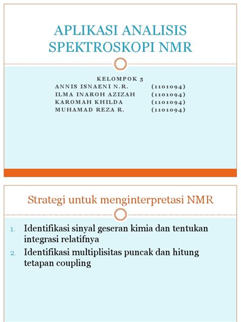 Pdf Aplikasi Analisis Spektroskopi Nmr Dokumen Tips