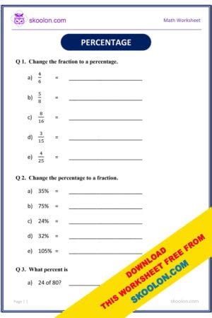 Percentage Worksheet Skoolon