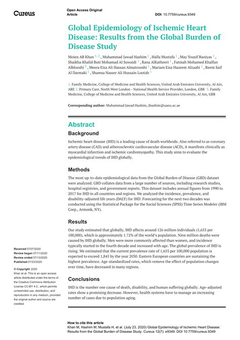 Pdf Global Epidemiology Of Ischemic Heart Disease Results From The