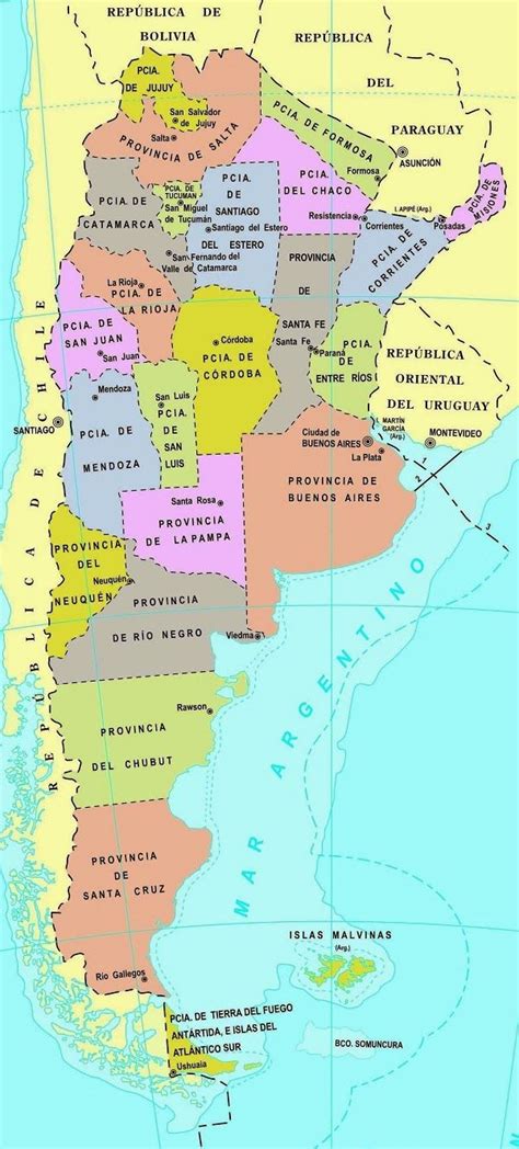 Mapa De Argentina Con Nombres Provincias Y Capitales 【para Descargar E