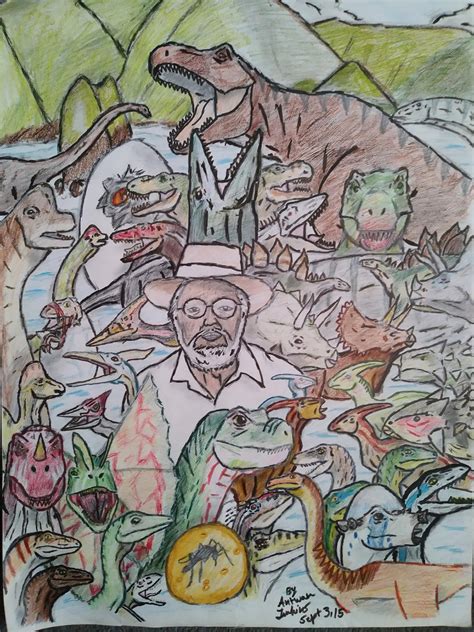 My Jurassic Park Drawing Of John Hammond And Every Dinosaur From The