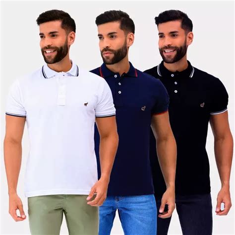 Kit Camisa Polo Masculina Lisa De Algodão Várias Cores Frete grátis