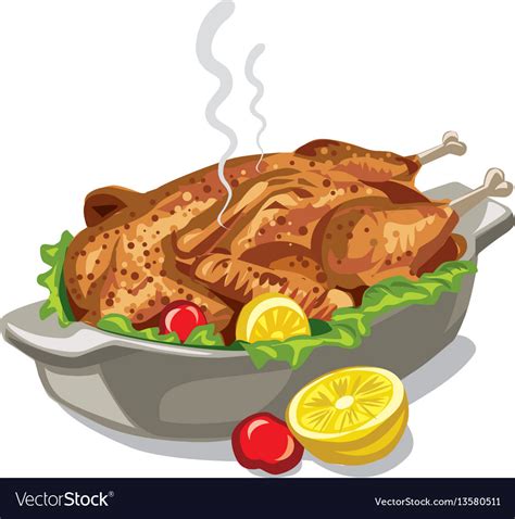 Roasted baked chicken Royalty Free Vector Image