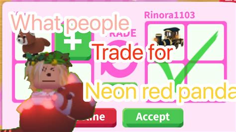 What People Trade For Neon Red Panda Adopt Me Roblox Youtube