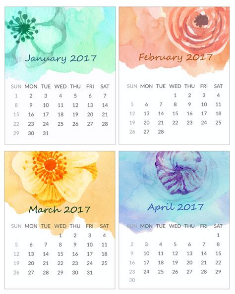 Printable Mini Calendar for 2016 Free to Download and Print