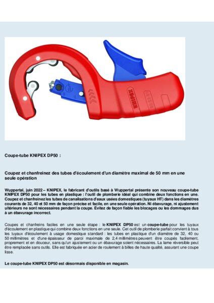 Knipex présente son nouveau coupe tube BATI Today