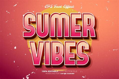 Premium Vector Summer Times Vibes Retro Vintage Editable Text Effect