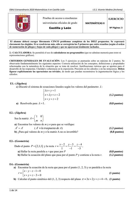 Ebau Matem Ticas Castilla Y Le N Ex Menes Y Soluciones