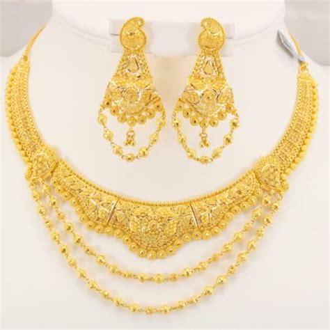 22 Carat Indian Gold Necklace Set 74 8 Grams Code Ns1076 F34