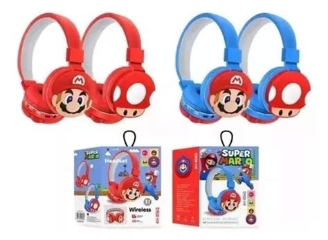 Aud Fonos Diadema De Bluetooth Mario Bros Ni O Adulto Micro Color Azul