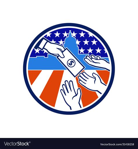 American Stimulus Payment Package Icon Retro Vector Image