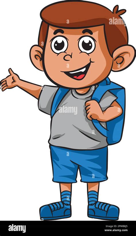 Cartoon kid school student clip art child art childhood Stock Vector ...