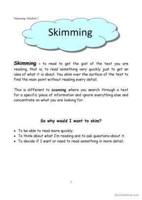 Practice Skimming And Scanning Worksheets - Worksheets For Kindergarten