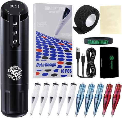 Amazon Dragonhawk Practice Tattoo Kit Wireless X2 Tattoo Pen