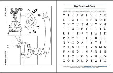 True Contentment Vs. Love of Money (1 Timothy 6:9-19) Printable Bible ...