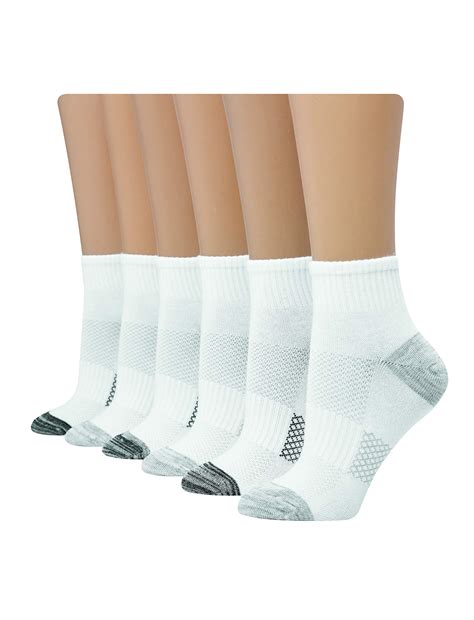 Hanes Womens 6 Pair Lightweight Breathable Ventilation Ankle Socks 8 12 White Basic For Sale