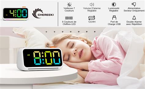 Chereeki Reveil Enfant Led R Veil Matin Avec Veilleuse Rvb Dynamique