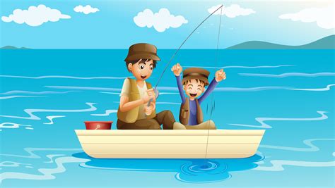 A Father And A Son Fishing 525199 Vector Art At Vecteezy