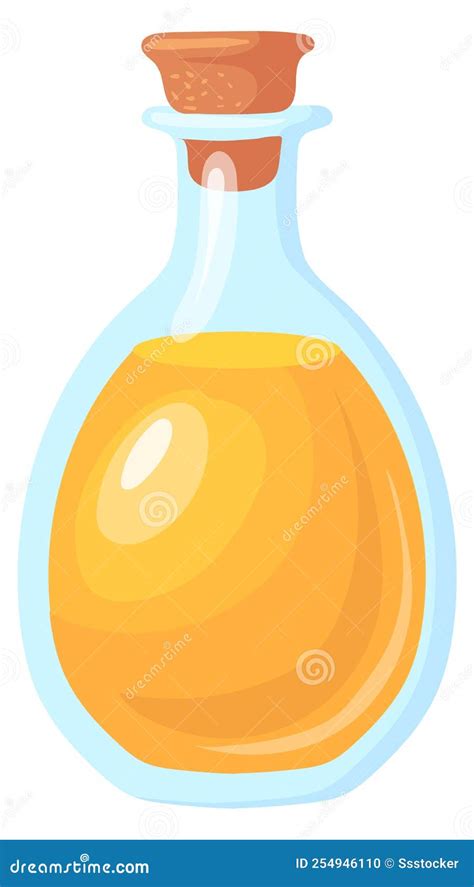 Cartoon Glass With Golden Liquid Oil Container Stock Vector