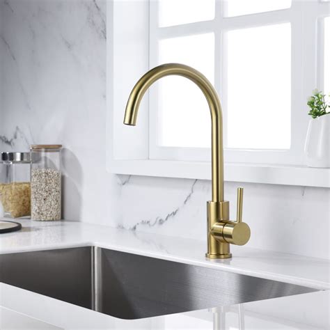 Classic Brass Kitchen Sink Faucet Brushed Gold Color Gold Kitchen