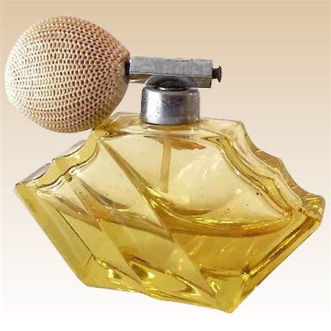 Art Deco Era Yellow Crystal Perfume Bottle With Atomizer Germany Perfume Bottles Perfume