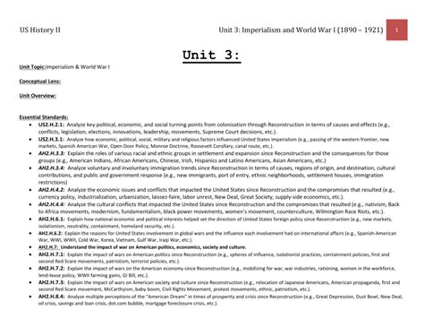 Unit 3 Imperialism And World War I