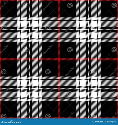 Tartan Plaid Pattern Classic In Black Red White Striped Textured