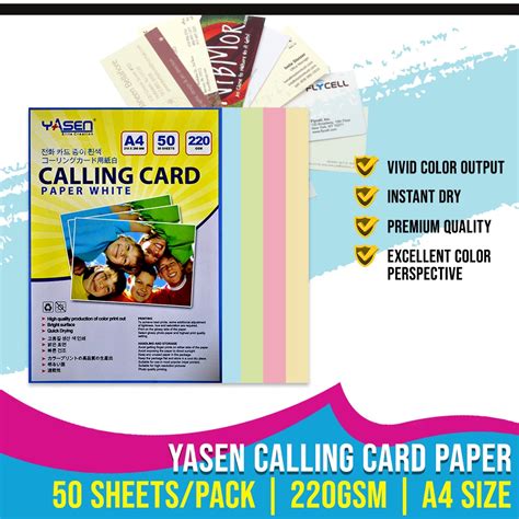 Calling Card Paper Gsm Gsm A White Yasen Sheets Pack Shopee