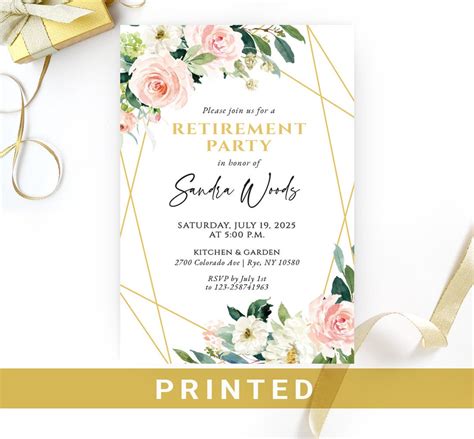 Retirement Party Invitations Printed Floral Retirement Invitations Farewell Party Invitation