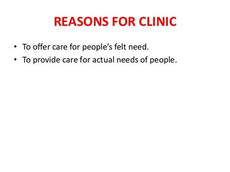 Type Of Clinics In Community