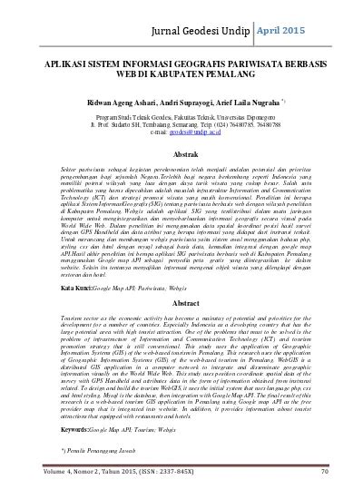 Aplikasi Sistem Informasi Geografis Pariwisata Berbasis Web Di