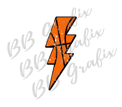 Digital Png File Basketball Distressed Lightning Bolt Clip Art Printable Waterslide Iron On