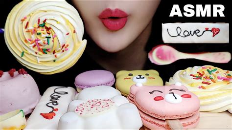 Asmr Macarons Meringcookies Donut Cake 마카롱 머랭쿠키 도넛 먹방 マカロン ケーキ ドーナツ Youtube